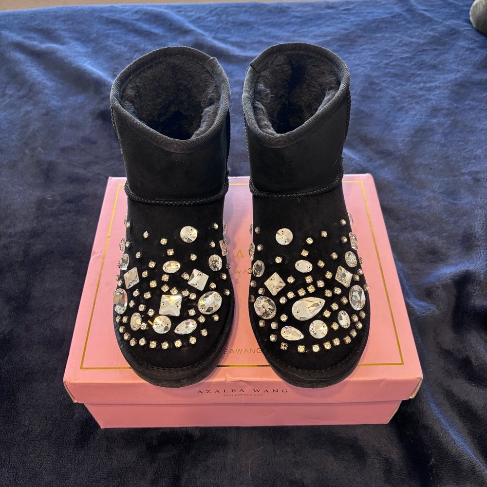 Azalea Wang Black Boots with crystals